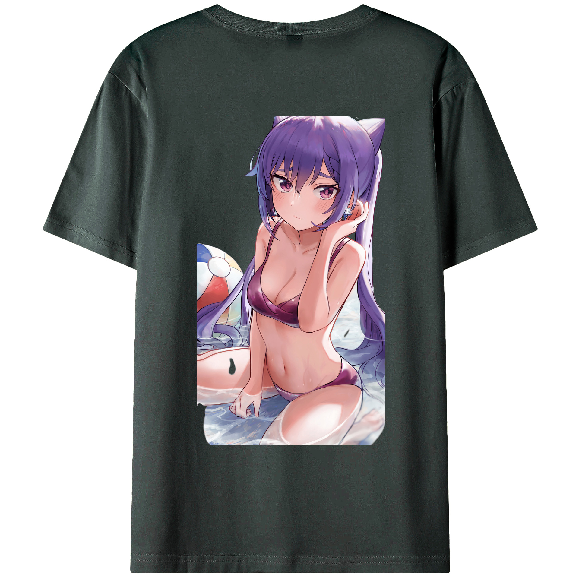 げんし神 刻晴 こくせい genshin Kokusei 綿100％ メンズ半袖Tシャツ（バックプリント） 通気性